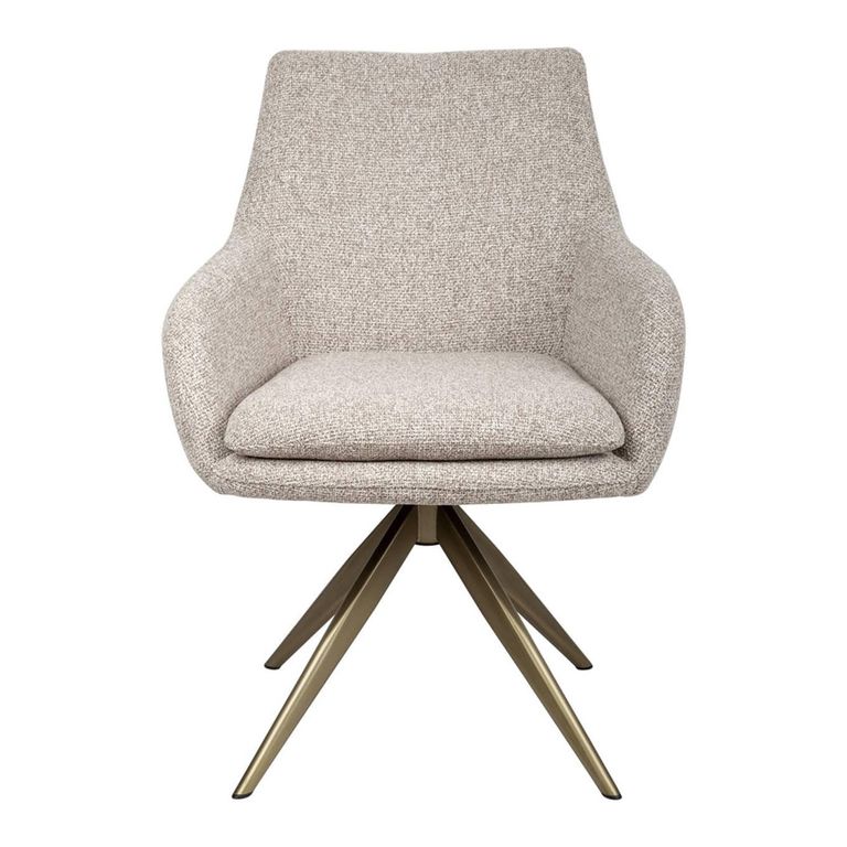 Lisonne Swivel Dining Armchair - Sand - Fabric and Metal