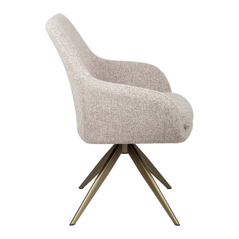 Lisonne Swivel Dining Armchair - Sand - Fabric and Metal