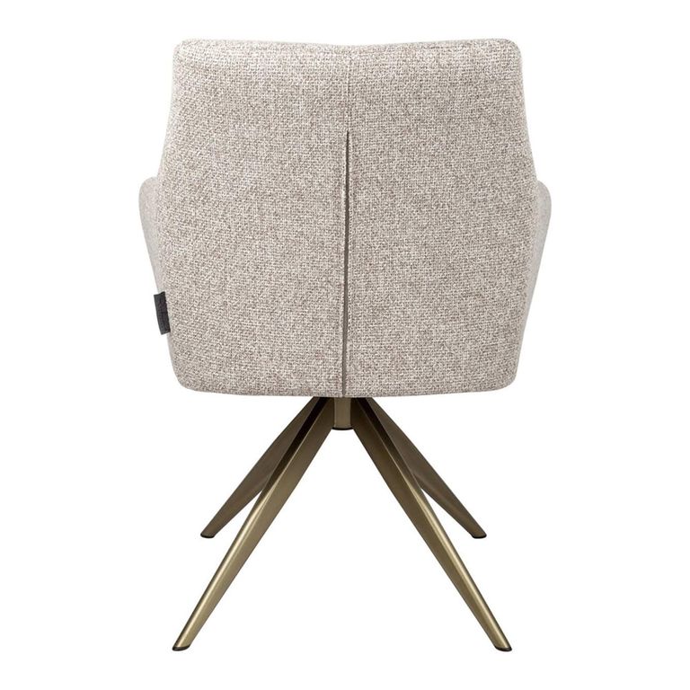 Lisonne Swivel Dining Armchair - Sand - Fabric and Metal