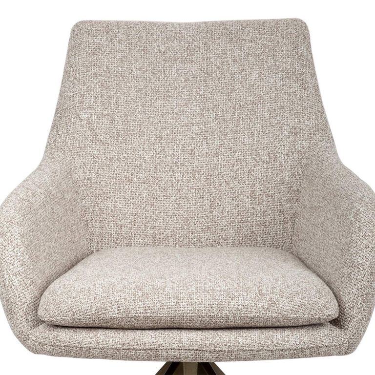 Lisonne Swivel Dining Armchair - Sand - Fabric and Metal