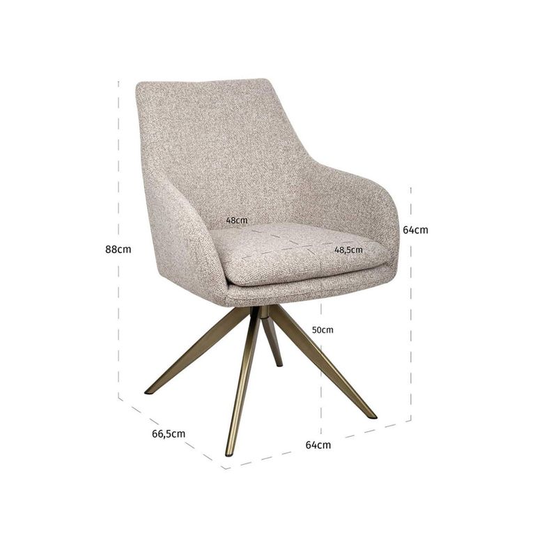 Lisonne Swivel Dining Armchair - Sand - Fabric and Metal