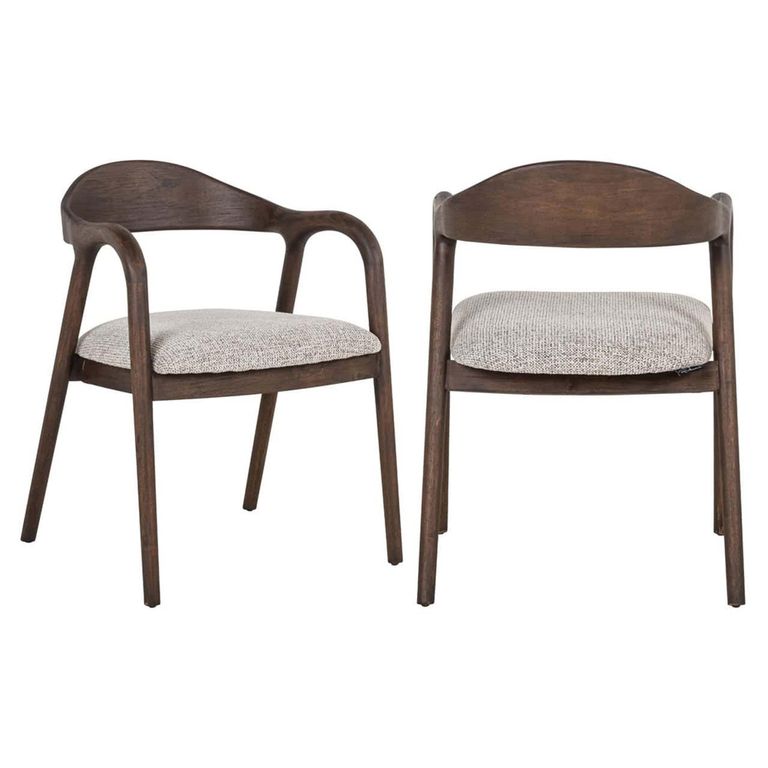 Mihara Dining Chair - Curved Back - Mocco - Fabric and Wood