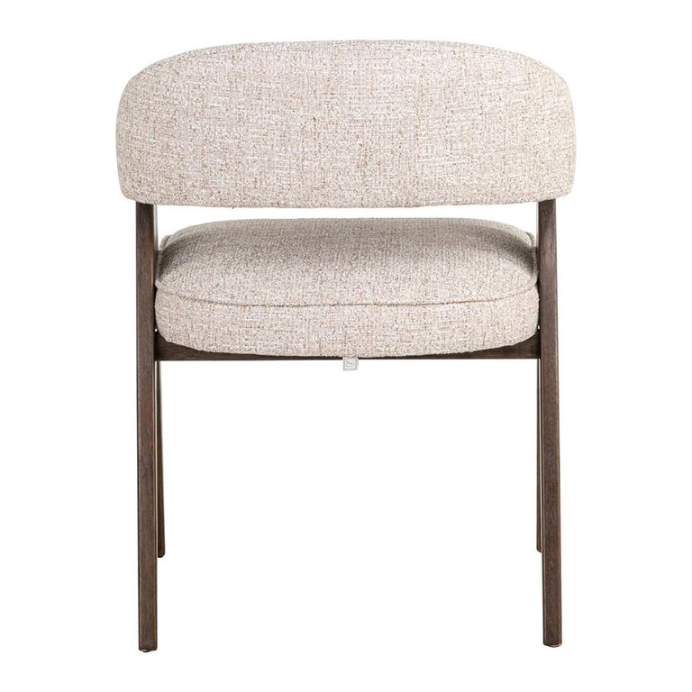 Mori Dining Chair - Curved Back - Cream Tweed - Fabric and Wood