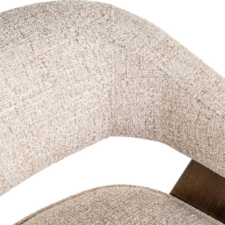 Mori Dining Chair - Curved Back - Cream Tweed - Fabric and Wood