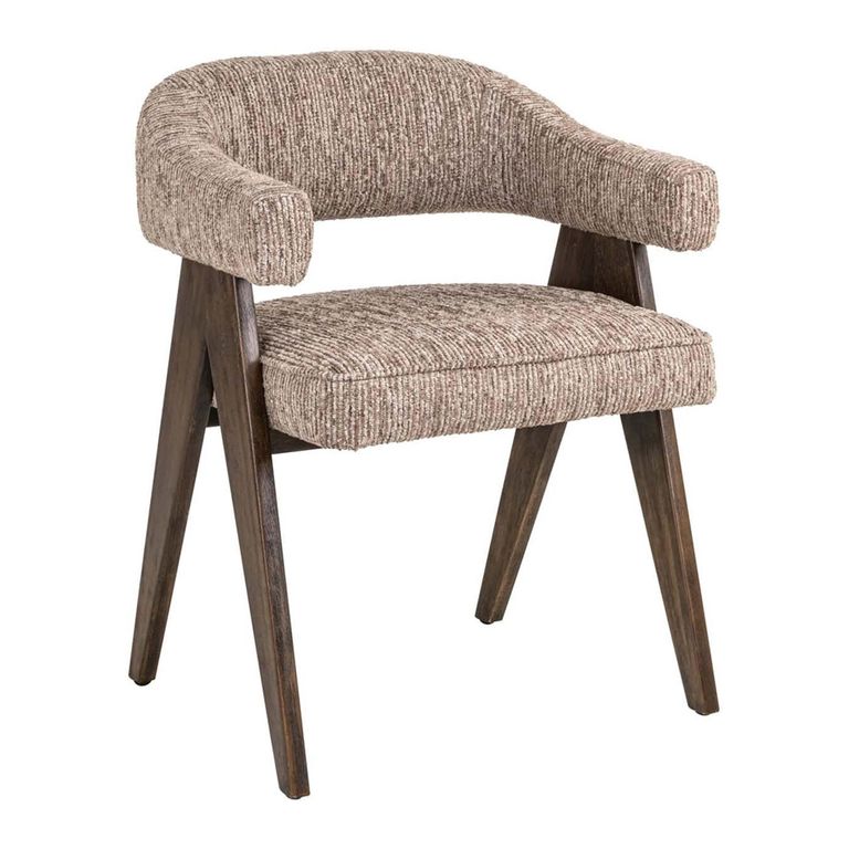 Mori Dining Chair - Mocca Linear - Fabric and Wood