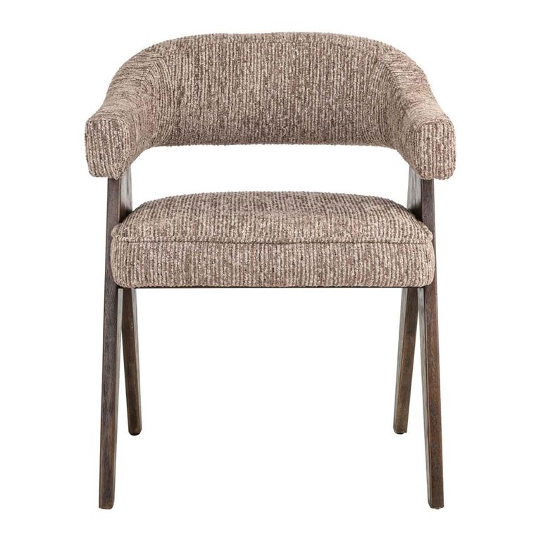Mori Dining Chair - Mocca Linear - Fabric and Wood