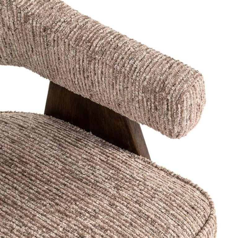 Mori Dining Chair - Mocca Linear - Fabric and Wood