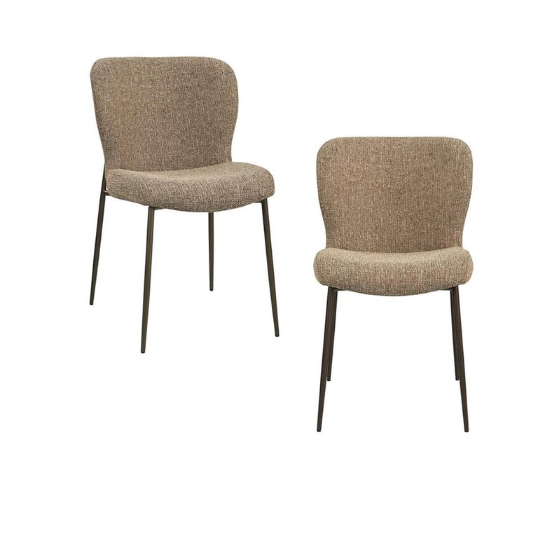 Odarby Dining Chair - Set of 2 - Brown Tweed - Fabric and Metal