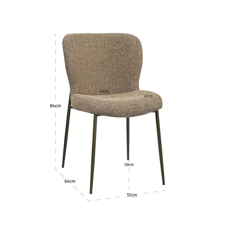 Odarby Dining Chair - Set of 2 - Brown Tweed - Fabric and Metal