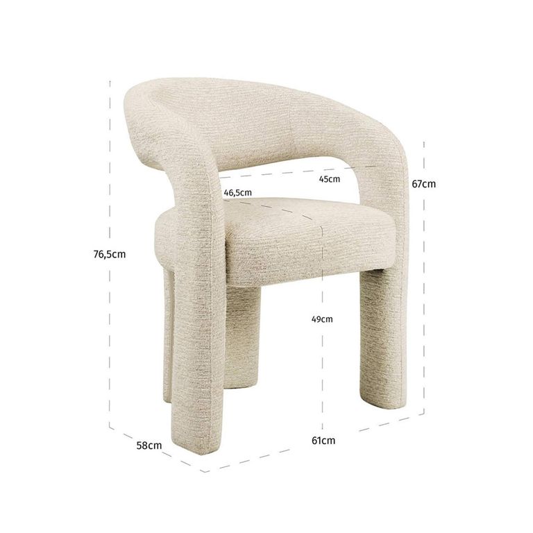 Soho Dining Chair - Curved Back - Natural Linear - Fabric