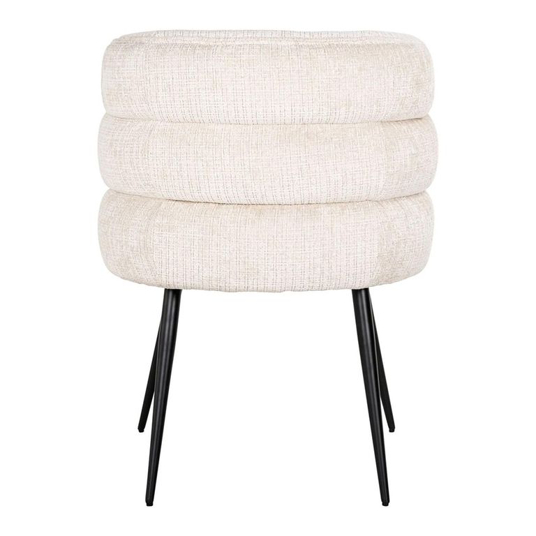 Stella Beige Chenille Fabric Dining Chair with Black Legs