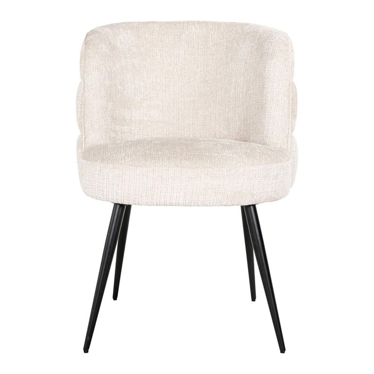 Stella Beige Chenille Fabric Dining Chair with Black Legs