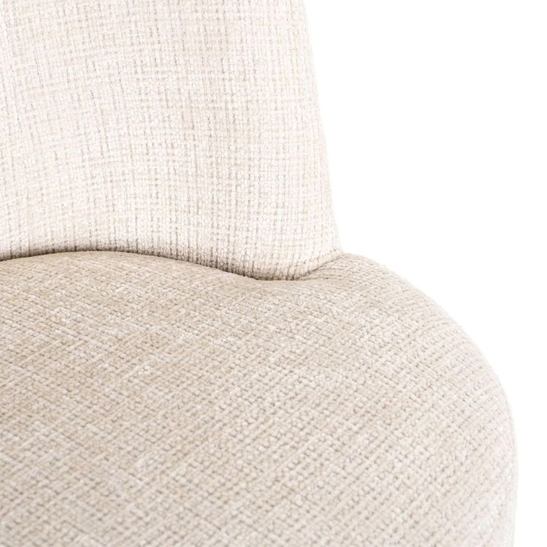 Stella Beige Chenille Fabric Dining Chair with Black Legs