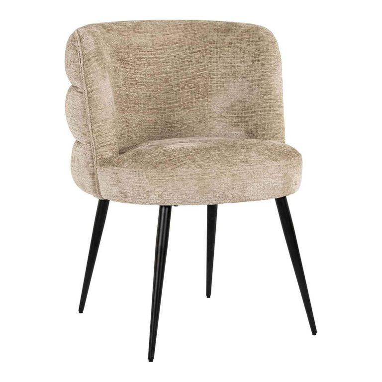 Stella Desert Fabric Dining Chair with Black Legs