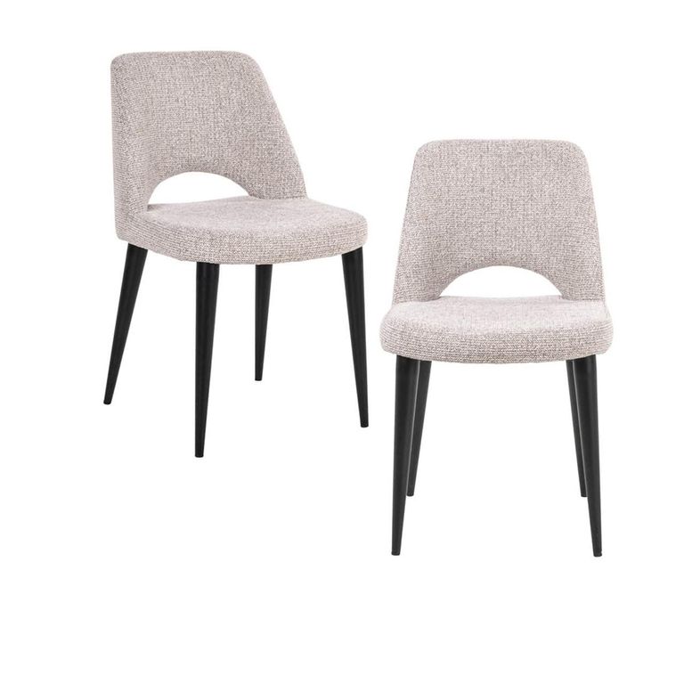 Tabitha Dining Chair - Set of 2 - Fancy Natural - Fabic and Metal