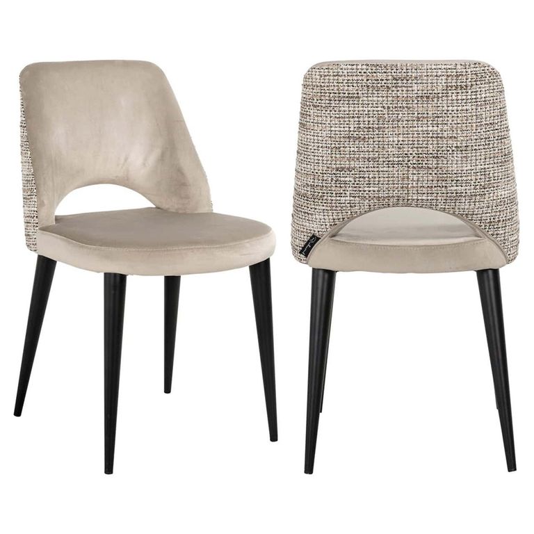 Tabitha Natural Khaki Fabric Dining Chair with Black Legs (Set of 2)