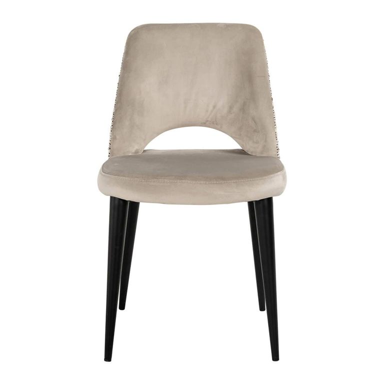 Tabitha Natural Khaki Fabric Dining Chair with Black Legs (Set of 2)