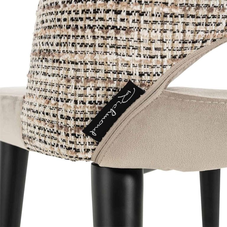 Tabitha Natural Khaki Fabric Dining Chair with Black Legs (Set of 2)