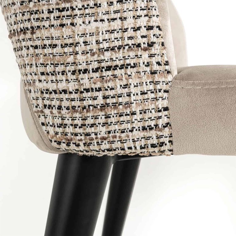 Tabitha Natural Khaki Fabric Dining Chair with Black Legs (Set of 2)