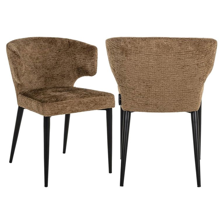 Taylor Dining Chair - Wing Back - Brandy Fusion - Fabric and Metal