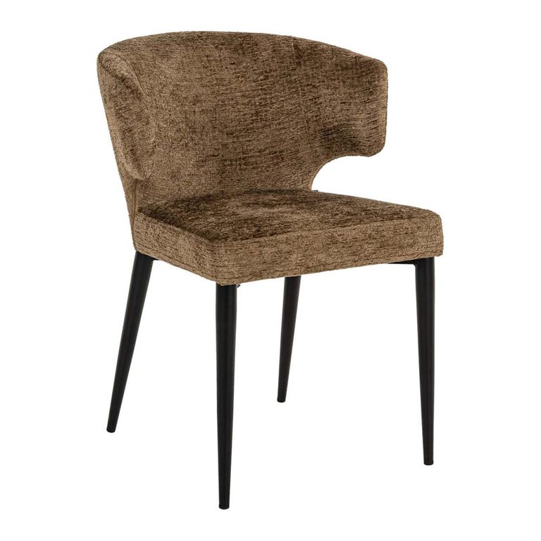 Taylor Dining Chair - Wing Back - Brandy Fusion - Fabric and Metal
