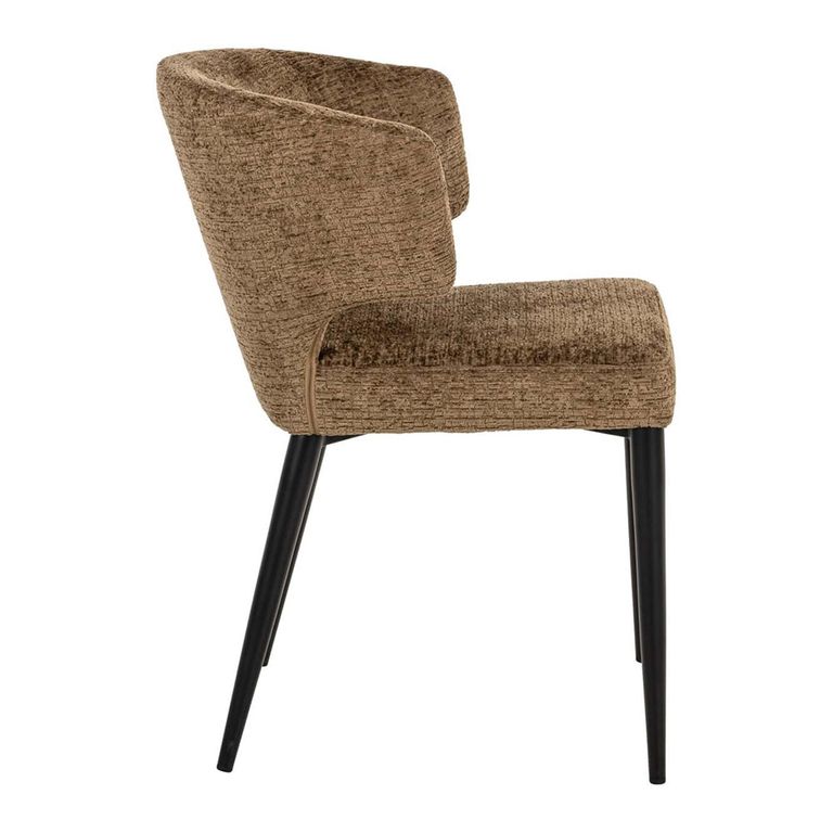 Taylor Dining Chair - Wing Back - Brandy Fusion - Fabric and Metal
