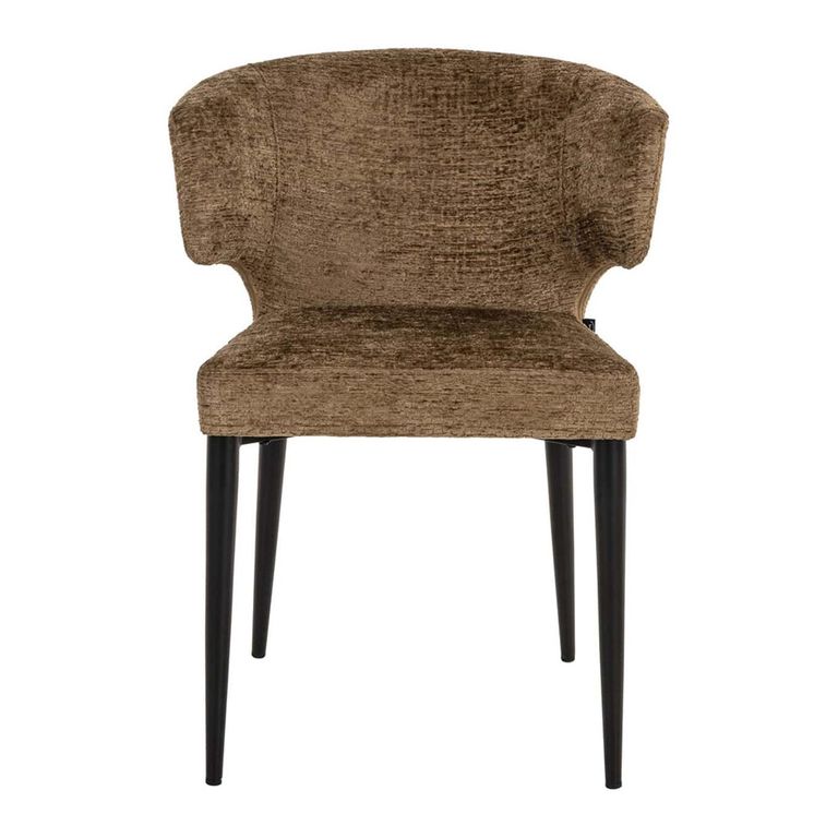 Taylor Dining Chair - Wing Back - Brandy Fusion - Fabric and Metal