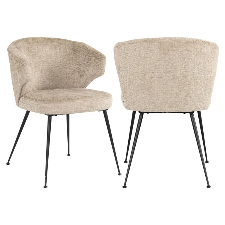 Xandra Desert Fabric Dining Chair with Black Legs