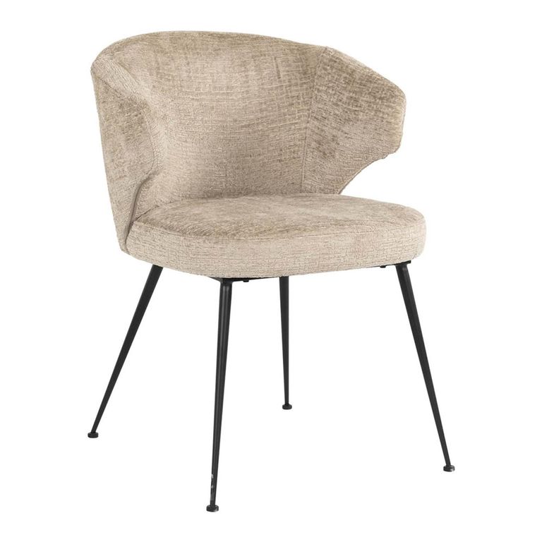 Xandra Desert Fabric Dining Chair with Black Legs