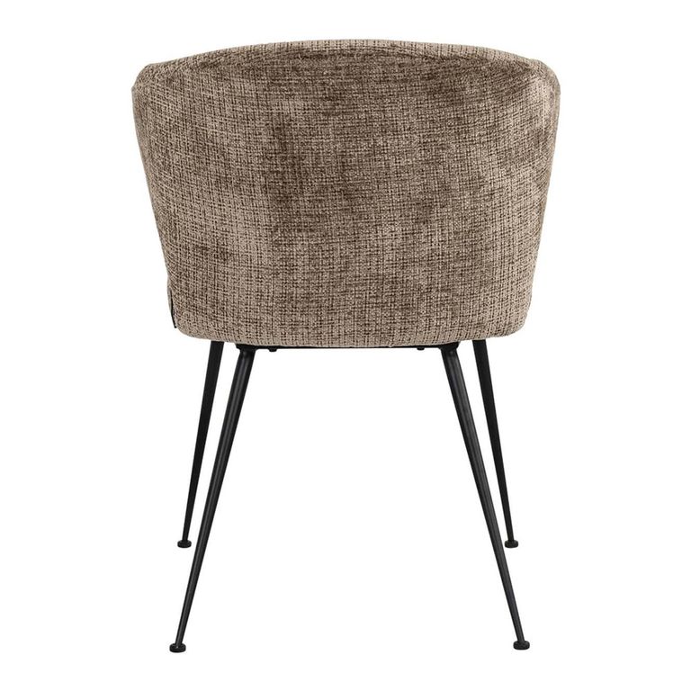 Xandra Stone Chenille Fabric Dining Chair with Black Legs