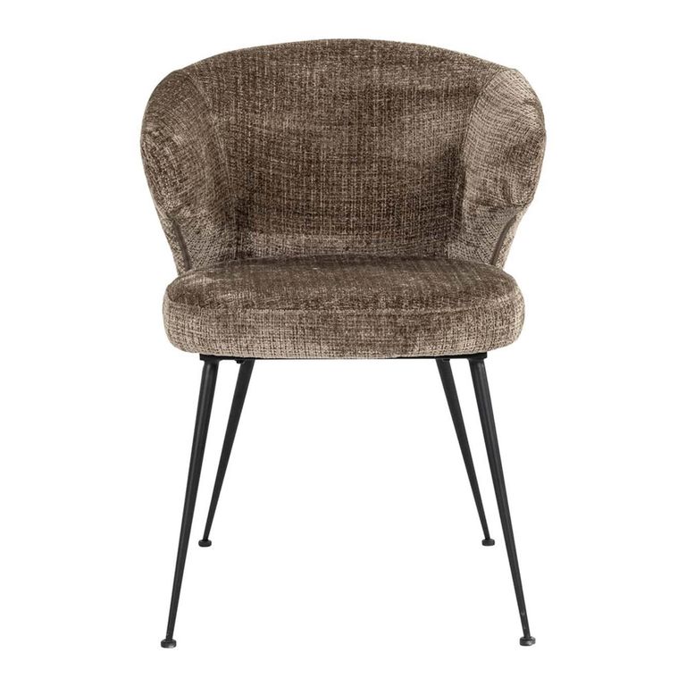 Xandra Stone Chenille Fabric Dining Chair with Black Legs