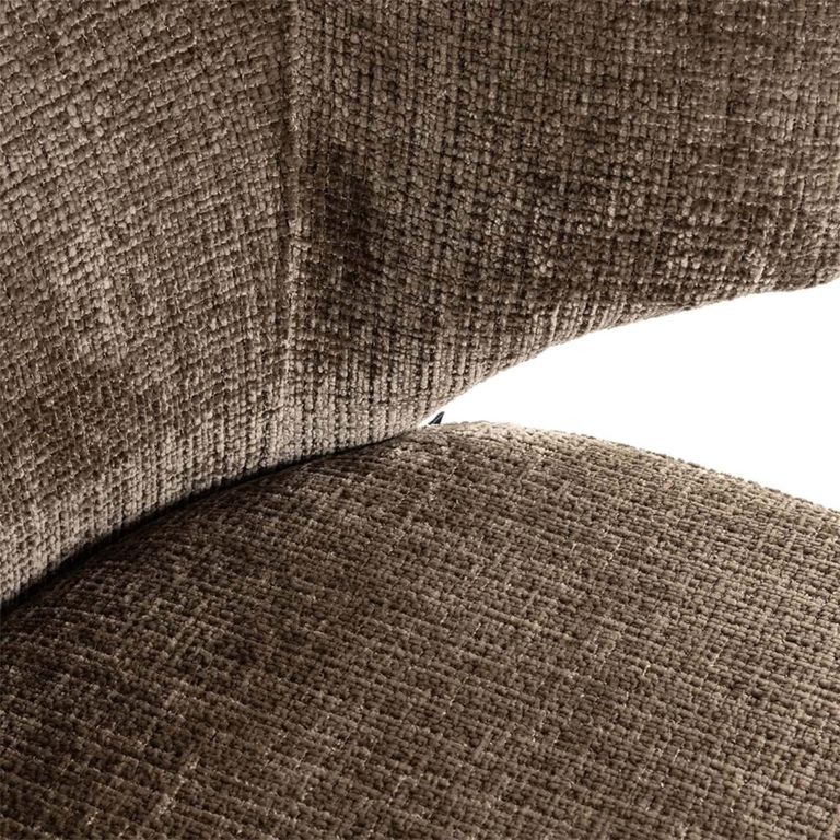 Xandra Stone Chenille Fabric Dining Chair with Black Legs