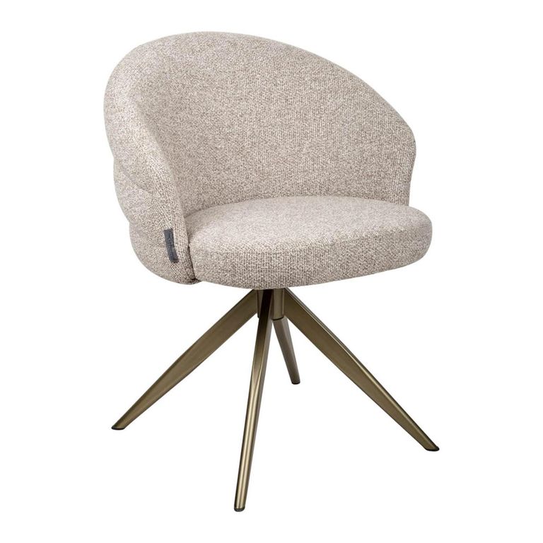 Zendaya Swivel Dining Chair - Curved Back - Cayenne Brown - Fabric and Metal