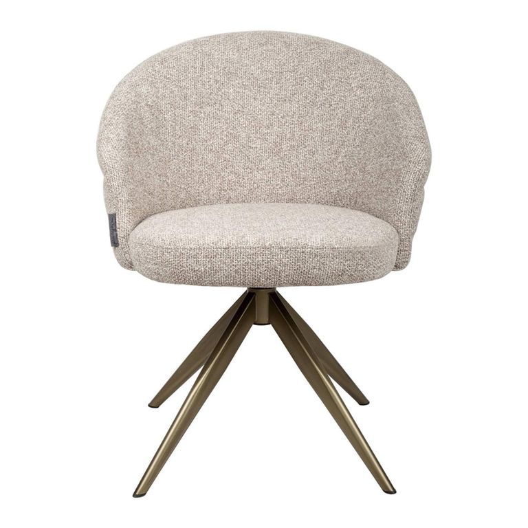 Zendaya Swivel Dining Chair - Curved Back - Cayenne Brown - Fabric and Metal