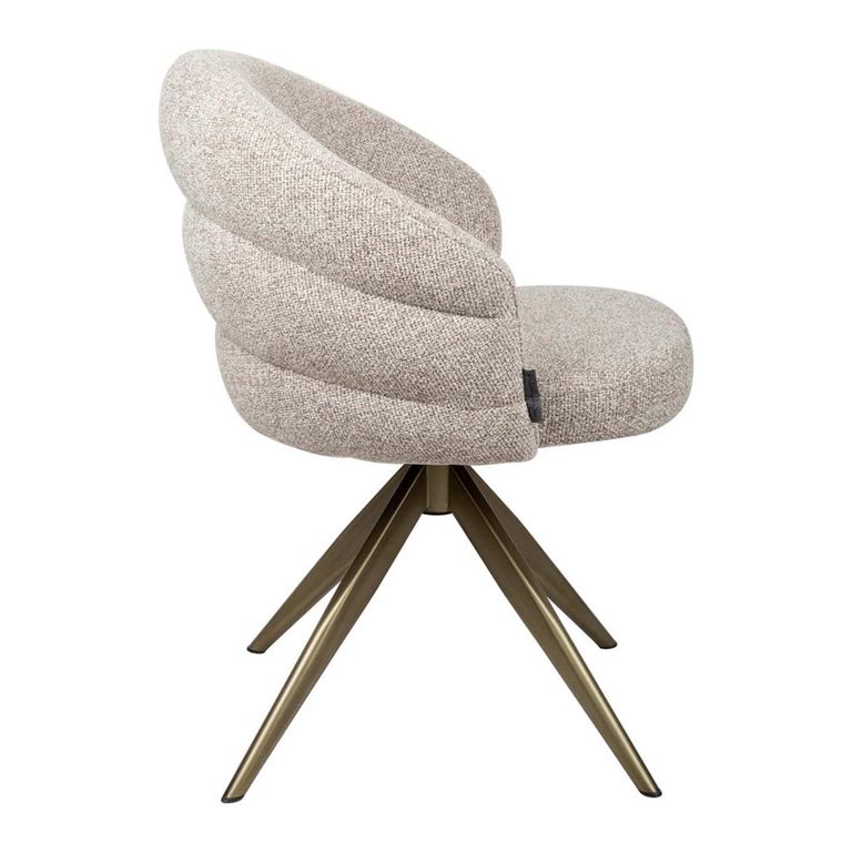 Zendaya Swivel Dining Chair - Curved Back - Cayenne Brown - Fabric and Metal