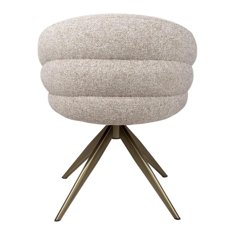 Zendaya Swivel Dining Chair - Curved Back - Cayenne Brown - Fabric and Metal