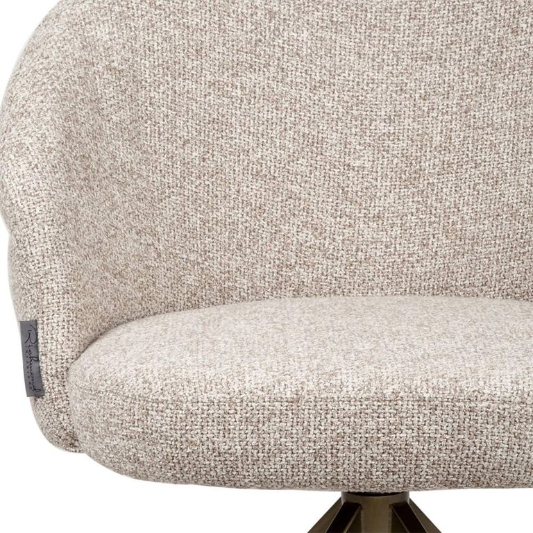 Zendaya Swivel Dining Chair - Curved Back - Cayenne Brown - Fabric and Metal