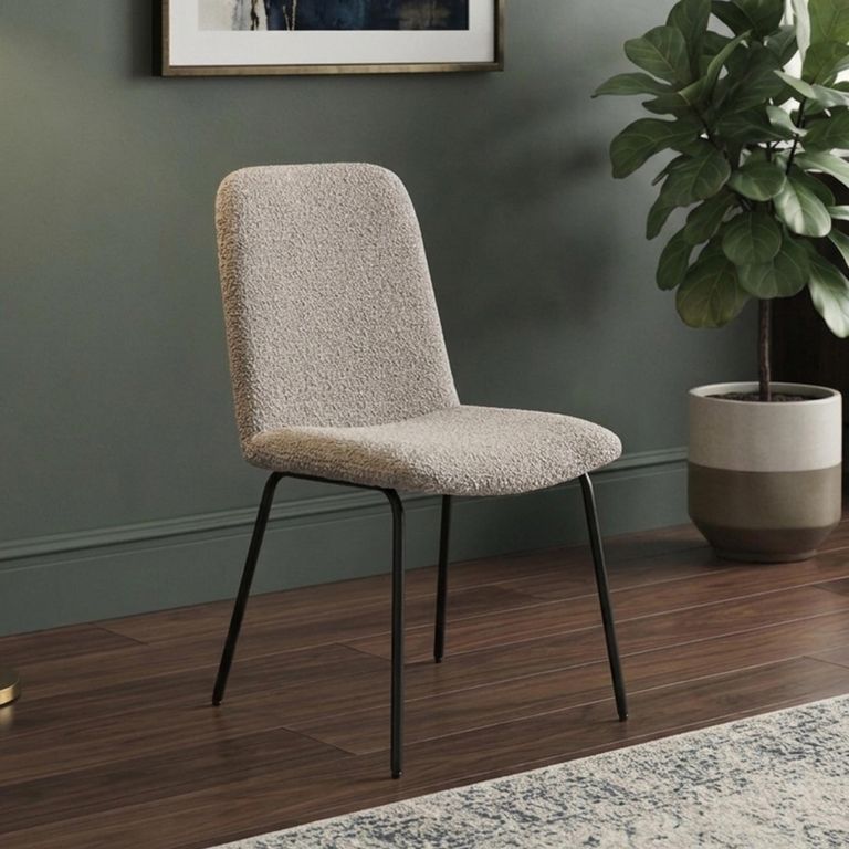 Aster Dining Chair - Set of 2 - Cologne Dove and Black - Fabric and Metal