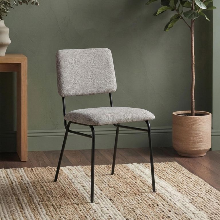 Holly Dining Chair - Set of 2 - Lyon Steel and Black - Fabric and Metal