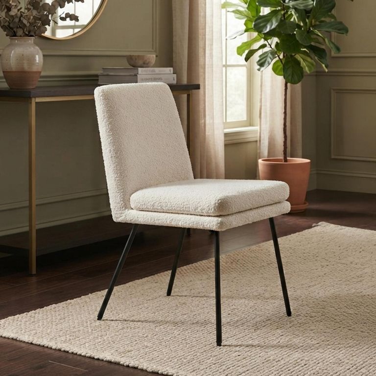 Laurel Dining Chair - Set of 2 - Cologne Ivory and Black - Fabric and Metal
