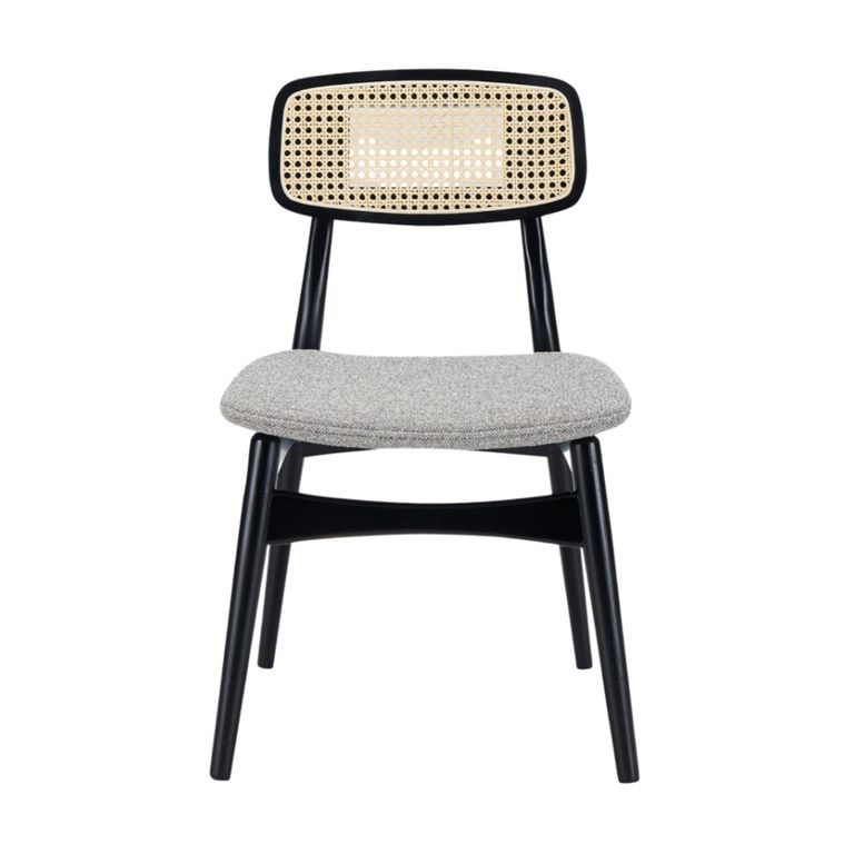 Elder Dining Chair - Set of 2 - Lyon Steel and Black - Fabric and Rattan