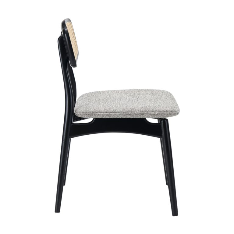 Elder Dining Chair - Set of 2 - Lyon Steel and Black - Fabric and Rattan