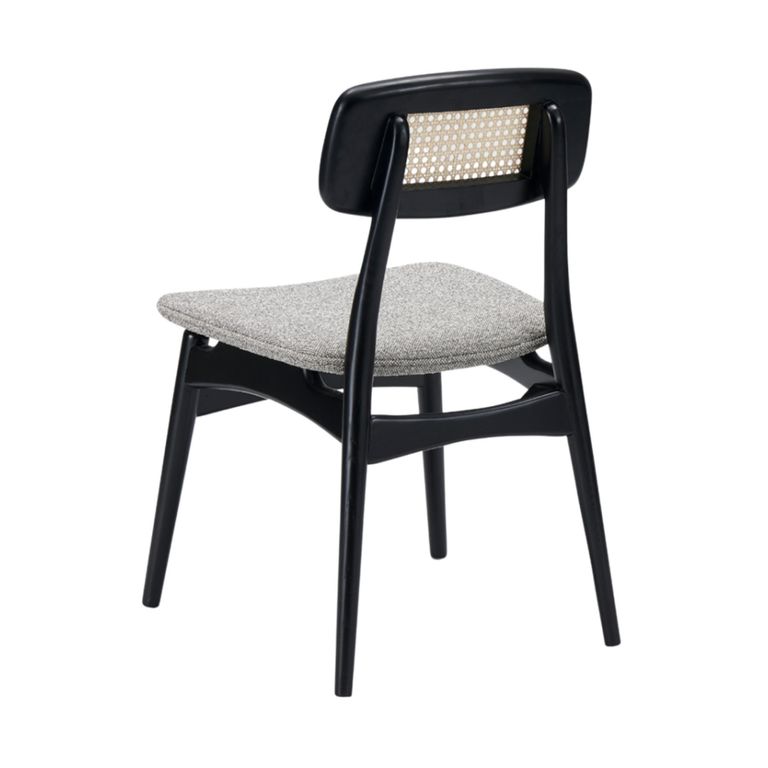 Elder Dining Chair - Set of 2 - Lyon Steel and Black - Fabric and Rattan