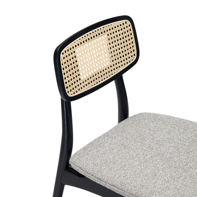 Elder Dining Chair - Set of 2 - Lyon Steel and Black - Fabric and Rattan