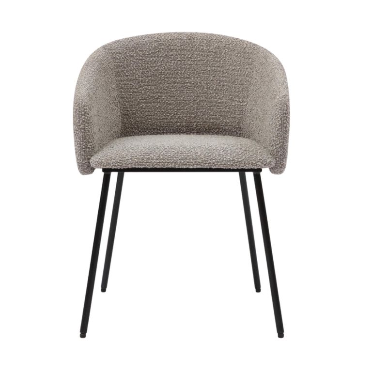 Fern Dining Armchair - Set of 2 - Curved Back - Cologne Mink and Black - Fabric and Metal