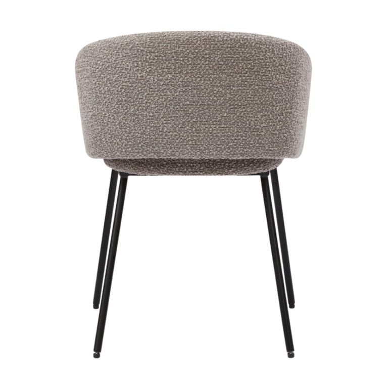 Fern Dining Armchair - Set of 2 - Curved Back - Cologne Mink and Black - Fabric and Metal