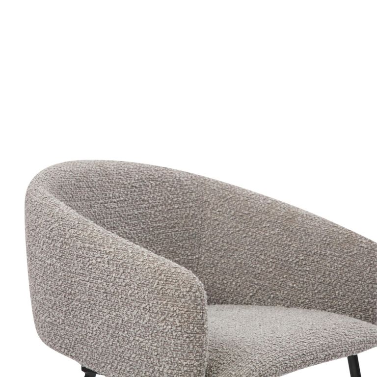Fern Dining Armchair - Set of 2 - Curved Back - Cologne Mink and Black - Fabric and Metal