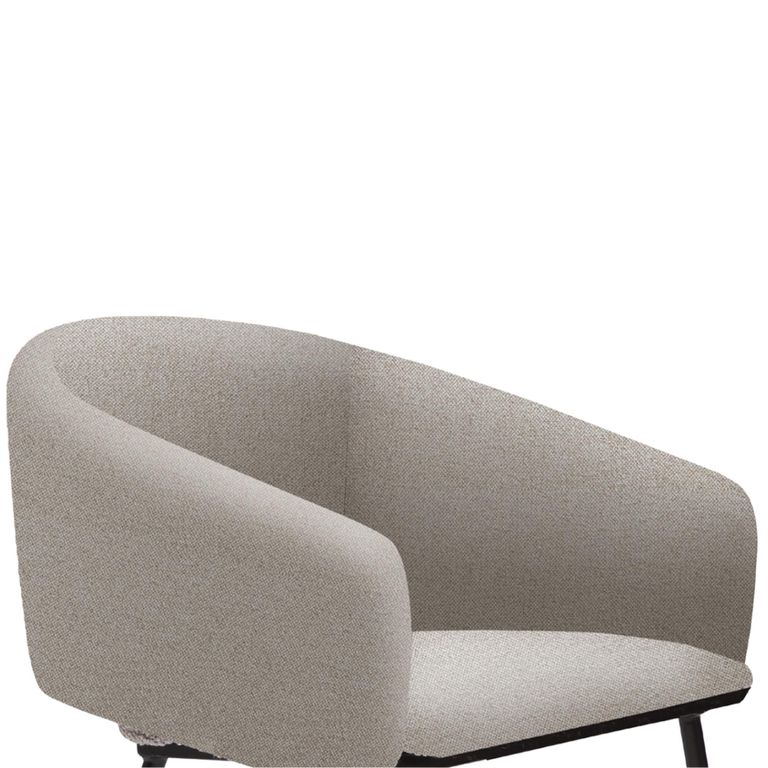 Fern Dining Armchair - Set of 2 - Curved Back - Lyon Mink and Black - Fabric and Metal