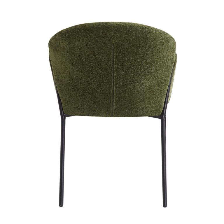 Petal Dining Armchair - Set of 2 - Olive Green Soft Weave and Black - Fabric and Metal