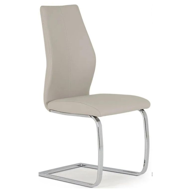 Clearance - Elis Cantilever Dining Chair - Set of 2 - Taupe Faux Leather - Chrome - FSS17386